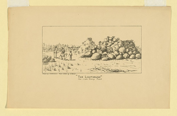 Title: b'The lighthouse, Cue-Lake Carey track' | Date: c.1895 | Technique: b'lithograph, printed in black ink, from one stone' Title: b'The lighthouse, Cue-Lake Carey track' | Date: c.1895 | Technique: b'lithograph, printed in black ink, from one stone'