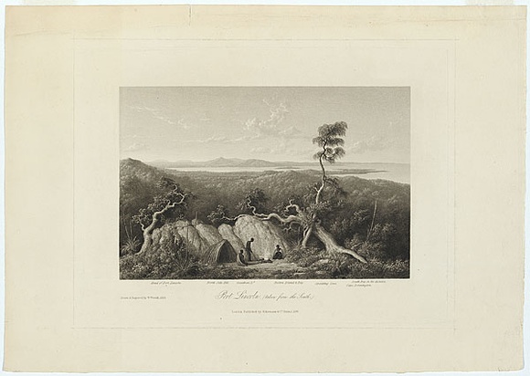 Artist: b'Ackermann & Co.' | Title: b'Port Lincoln, taken from the south.' | Date: 1835 | Technique: b'etching and aquatint, printed in black ink, from one plate' Artist: b'Ackermann & Co.' | Title: b'Port Lincoln, taken from the south.' | Date: 1835 | Technique: b'etching and aquatint, printed in black ink, from one plate'