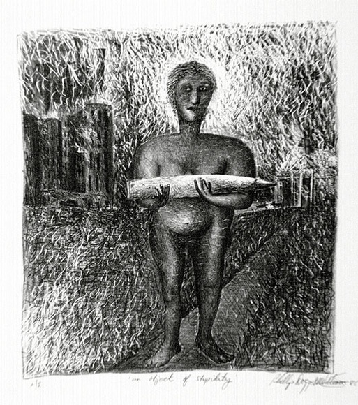 Artist: b'Doggett-Williams, Phillip.' | Title: b'An object of stupidity.' | Date: 1986 | Technique: b'lithograph, printed in black ink, from one stone' Artist: b'Doggett-Williams, Phillip.' | Title: b'An object of stupidity.' | Date: 1986 | Technique: b'lithograph, printed in black ink, from one stone'