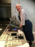 Title: b'Dianne Longley, printing at her Agave Print Studio, Trentham, Victoria.'