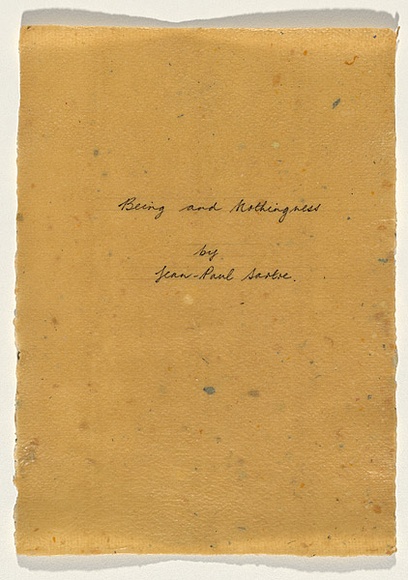 Title: b'Being and nothingness by Jean-Paul Sartre [title page]' | Date: 1982 | Technique: b'handwritten pages'