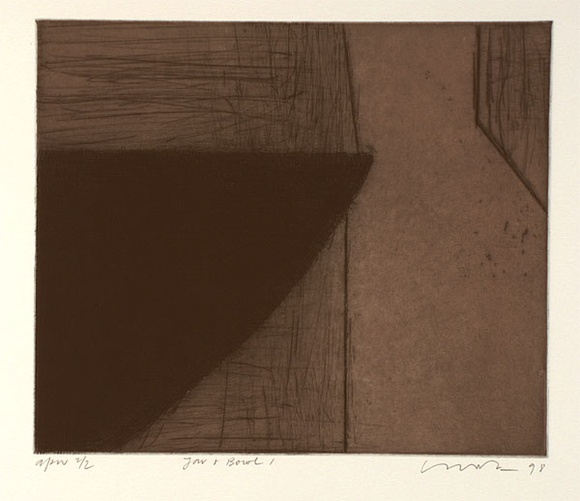 Artist: b'Lincoln, Kevin.' | Title: b'Jar and bowl 1' | Date: 1998 | Technique: b'etching, intaglio and relief printed in colour, from one plate' Artist: b'Lincoln, Kevin.' | Title: b'Jar and bowl 1' | Date: 1998 | Technique: b'etching, intaglio and relief printed in colour, from one plate'