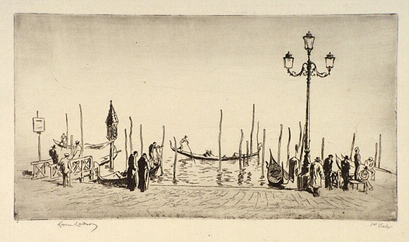 Artist: b'LINDSAY, Lionel' | Title: b'Venice from San Giorgio' | Date: 1938 | Technique: b'etching, printed in warm black ink with plate-tone, from one plate' | Copyright: b'Courtesy of the National Library of Australia' Artist: b'LINDSAY, Lionel' | Title: b'Venice from San Giorgio' | Date: 1938 | Technique: b'etching, printed in warm black ink with plate-tone, from one plate' | Copyright: b'Courtesy of the National Library of Australia'