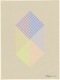 Artist: Flugelman, Bert. | Title: (Cube in mesh). | Date: 1972 | Technique: screenprint, printed in colour, from six stencils | Copyright: © Bert Flugelman