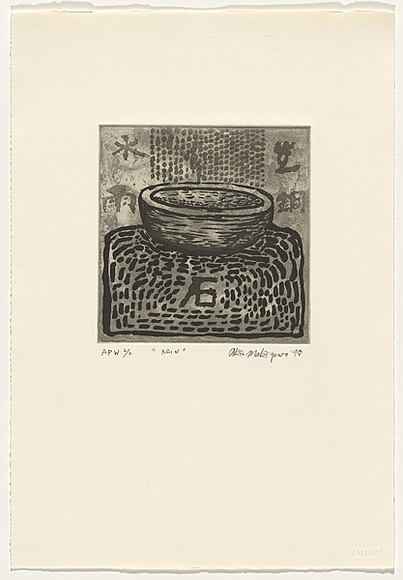 Artist: b'Makigawa, Akio.' | Title: b'Rain' | Date: 1998, June | Technique: b'etching and aquatint, printed in black ink, from one plate' Artist: b'Makigawa, Akio.' | Title: b'Rain' | Date: 1998, June | Technique: b'etching and aquatint, printed in black ink, from one plate'