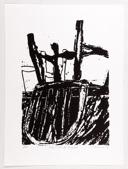 Artist: b'Deering, Yvonne.' | Title: b'The first of August.' | Date: 1988 | Technique: b'screenprint, printed in black ink, from one stencil' Artist: b'Deering, Yvonne.' | Title: b'The first of August.' | Date: 1988 | Technique: b'screenprint, printed in black ink, from one stencil'