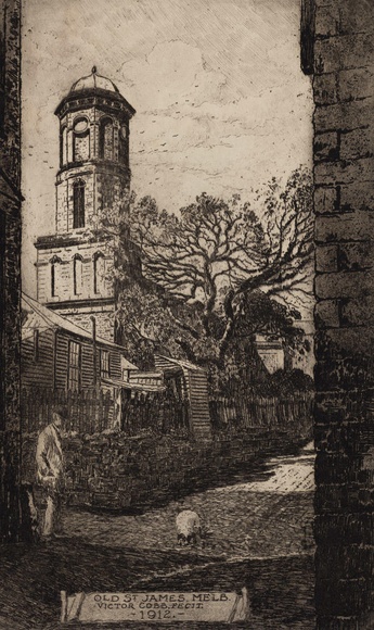 Artist: Cobb, Victor. | Title: Old St. James' Cathedral. | Date: 1912 (dated)