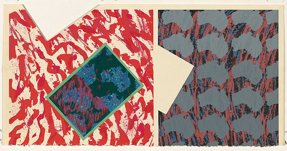 Artist: b'Bognar, Michael.' | Title: b'Wallpaper postcard - A greetings from the Grandis! A Bianchin in Ecstasy.' | Date: 1982 | Technique: b'screenprint, printed in colour, from 11 stencils' Artist: b'Bognar, Michael.' | Title: b'Wallpaper postcard - A greetings from the Grandis! A Bianchin in Ecstasy.' | Date: 1982 | Technique: b'screenprint, printed in colour, from 11 stencils'