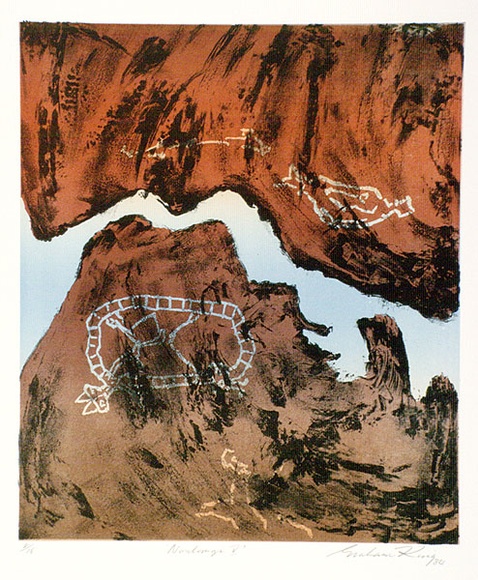 Artist: b'King, Grahame.' | Title: b'Noulangi V' | Date: 1984 | Technique: b'lithograph, printed in colour, from three stones [or plates]'