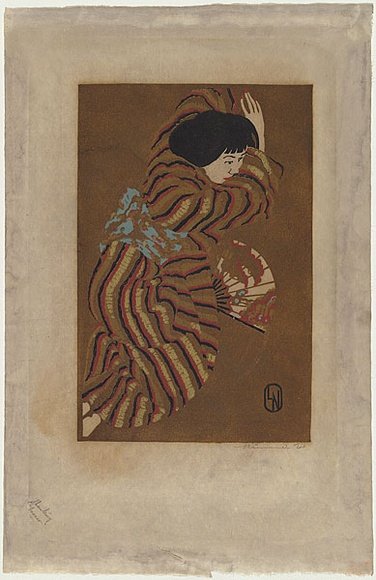 Artist: b'Nimmo, Lorna.' | Title: b'Kimono' | Date: 1940 | Technique: b'linocut, printed in colour, from five blocks' Artist: b'Nimmo, Lorna.' | Title: b'Kimono' | Date: 1940 | Technique: b'linocut, printed in colour, from five blocks'