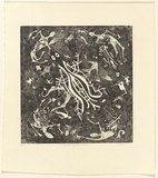 Title: b'Ancestral spirits and symbols of rock art' | Date: 1990 | Technique: b'etching and aquatint, printed in black ink, from one plate'