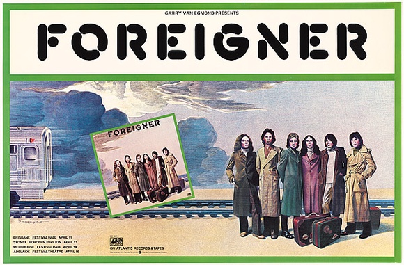 Artist: b'Gnidziejko, Alex.' | Title: b'Advertising poster for tour of Australia: Foreigner' | Technique: b'offset-lithograph, printed in black ink, from one plate' Artist: b'Gnidziejko, Alex.' | Title: b'Advertising poster for tour of Australia: Foreigner' | Technique: b'offset-lithograph, printed in black ink, from one plate'
