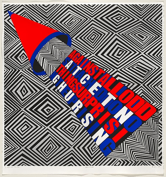 Title: b'Against all odds' | Date: 2005 | Technique: b'screenprint, printed in colour, from multiple stencils; with collage additions'