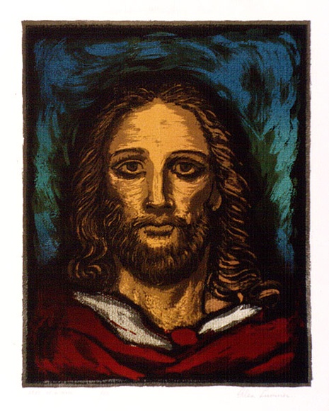 Artist: b'Sumner, Alan.' | Title: b'Head of a man' | Date: c.1947 | Technique: b'screenprint, printed in colour, from nine stencils' Artist: b'Sumner, Alan.' | Title: b'Head of a man' | Date: c.1947 | Technique: b'screenprint, printed in colour, from nine stencils'