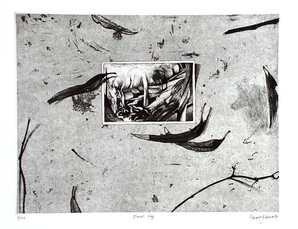 Artist: b'Quick, Ron.' | Title: bBlack's gap. | Date: 1989 | Technique: b'etching and aquatint, printed in black ink, from one plate' Artist: b'Quick, Ron.' | Title: bBlack's gap. | Date: 1989 | Technique: b'etching and aquatint, printed in black ink, from one plate'