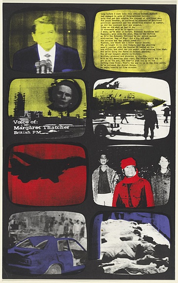 Artist: b'Black Banana Posters.' | Title: b'Voice of Margaret Thatcher British P.M.' | Date: 1988 | Technique: b'screenprint, printed in colour, from multiple stencils' Artist: b'Black Banana Posters.' | Title: b'Voice of Margaret Thatcher British P.M.' | Date: 1988 | Technique: b'screenprint, printed in colour, from multiple stencils'