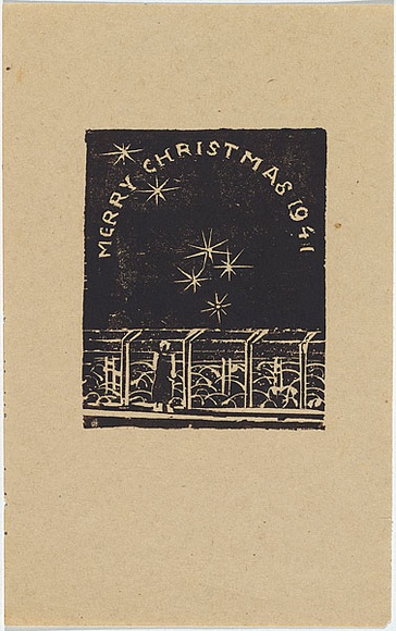 Artist: b'Hirschfeld Mack, Ludwig.' | Title: b'Greeting card: Merry Christmas 1941' | Date: 1941 | Technique: b'woodcut, printed in black ink, from one block' Artist: b'Hirschfeld Mack, Ludwig.' | Title: b'Greeting card: Merry Christmas 1941' | Date: 1941 | Technique: b'woodcut, printed in black ink, from one block'