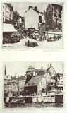 Artist: Cameron, Donald. | Title: Rue Mouffetard Paris / Lieutenance - Honfleu | Date: c.1990 | Technique: etching, printed in black ink, from two plates