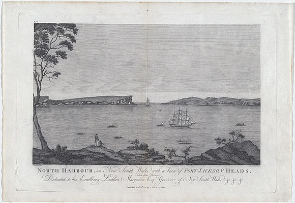 Title: b'North Harbour, in New South Wales, with a View of Port Jackson Heads. Taken from Belmont.' | Date: 1812 | Technique: b'engraving, printed in black ink, from one copper plate' Title: b'North Harbour, in New South Wales, with a View of Port Jackson Heads. Taken from Belmont.' | Date: 1812 | Technique: b'engraving, printed in black ink, from one copper plate'