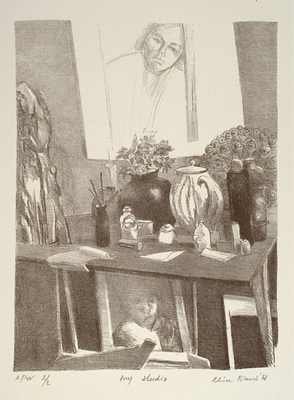 Artist: b'Chehovski, Alice Blanch.' | Title: b'My studio' | Date: 1998 | Technique: b'lithograph, printed in black ink, from one stone' Artist: b'Chehovski, Alice Blanch.' | Title: b'My studio' | Date: 1998 | Technique: b'lithograph, printed in black ink, from one stone'