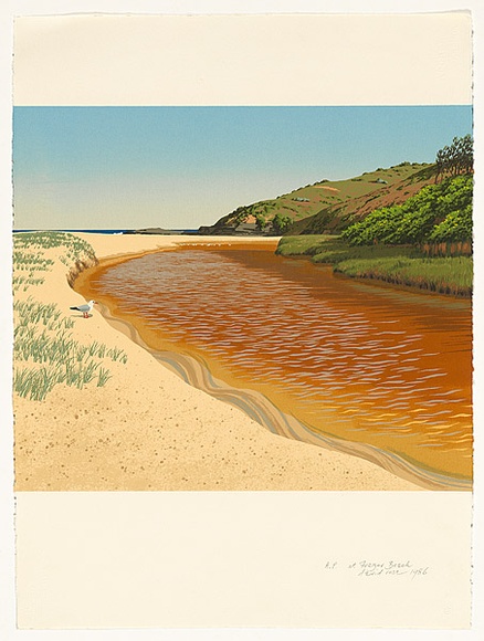 Artist: b'Rose, David.' | Title: b'At Frazer beach' | Date: 1986 | Technique: b'screenprint, printed in colour, from multiple stencils' Artist: b'Rose, David.' | Title: b'At Frazer beach' | Date: 1986 | Technique: b'screenprint, printed in colour, from multiple stencils'
