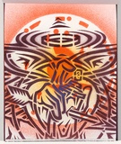 Title: b'Derailed' | Date: 2003 | Technique: b'stencil, printed in colour aerosol paint, from multiple stencils'