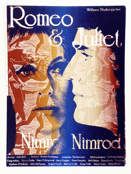 Artist: b'Jansons, Sylvia.' | Title: b'Romeo & Juliet...Nimrod. Director John Bell.' | Date: 1978 | Technique: b'screenprint, printed in colour, from two stencils' Artist: b'Jansons, Sylvia.' | Title: b'Romeo & Juliet...Nimrod. Director John Bell.' | Date: 1978 | Technique: b'screenprint, printed in colour, from two stencils'