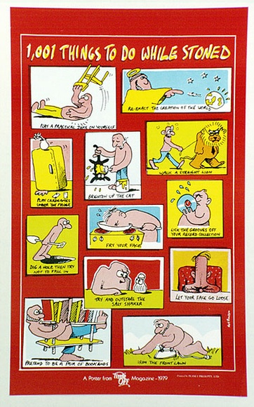 Artist: b'MAWSON, Matt' | Title: b'1001 things to do while stoned' | Date: 1979 | Technique: b'offset-lithograph, printed in colour, from multiple plates' Artist: b'MAWSON, Matt' | Title: b'1001 things to do while stoned' | Date: 1979 | Technique: b'offset-lithograph, printed in colour, from multiple plates'