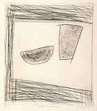 Artist: Lincoln, Kevin. | Title: Vase and fruit 4 | Date: 1980 | Technique: drypoint, printed in black ink, from one plate | Copyright: © Kevin Lincoln. Licensed by VISCOPY, Australia