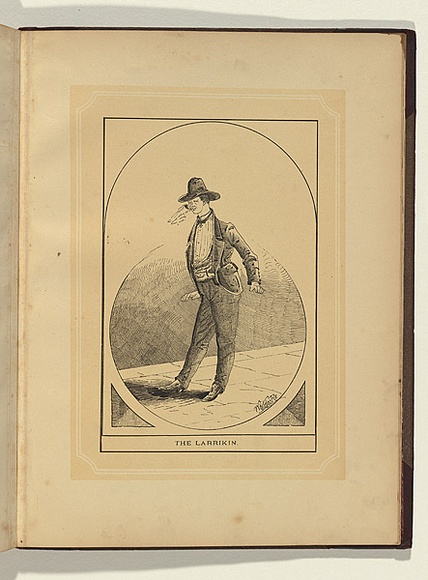 Artist: b'Whitelocke, Nelson P.' | Title: b'The larrikin.' | Date: 1885 | Technique: b'lithograph, printed in colour, from two stones' Artist: b'Whitelocke, Nelson P.' | Title: b'The larrikin.' | Date: 1885 | Technique: b'lithograph, printed in colour, from two stones'