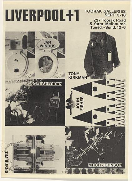 Artist: b'UNKNOWN' | Title: b'Liverpool + 1, Toorak Galleries, Melbourne' | Date: 1973 | Technique: b'screenprint, printed in black ink, from one stencil' Artist: b'UNKNOWN' | Title: b'Liverpool + 1, Toorak Galleries, Melbourne' | Date: 1973 | Technique: b'screenprint, printed in black ink, from one stencil'