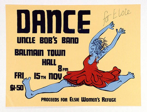 Artist: b'SYDNEY UNIVERSITY FEMINISTS' | Title: b'Elsie Dance' | Technique: b'screenprint, printed in colour, from multiple stencils' Artist: b'SYDNEY UNIVERSITY FEMINISTS' | Title: b'Elsie Dance' | Technique: b'screenprint, printed in colour, from multiple stencils'