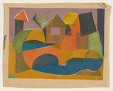 Title: The red bridge | Date: c. 1955 | Technique: screenprint, printed in colour, from multiple stencils