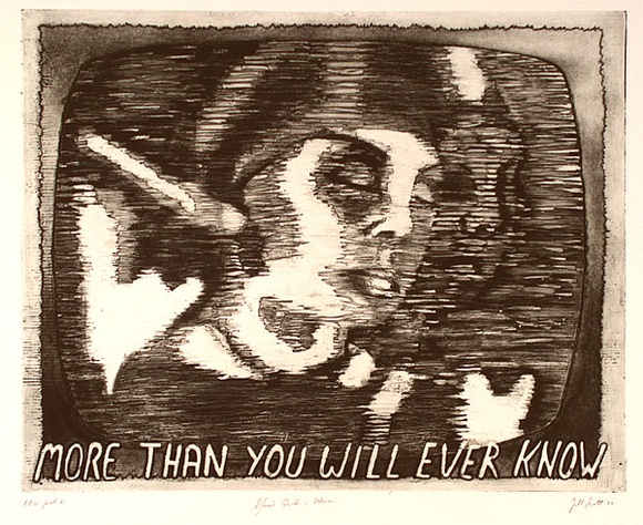 Artist: b'Scott, Jill.' | Title: bYou're quite a woman | Date: 1984 | Technique: b'etching and aquatint, printed in black ink, from one plate' Artist: b'Scott, Jill.' | Title: bYou're quite a woman | Date: 1984 | Technique: b'etching and aquatint, printed in black ink, from one plate'
