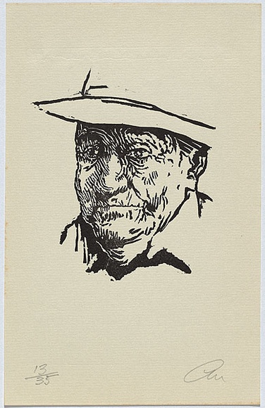 Artist: b'Millward, Clem.' | Title: b'not titled.' | Date: 1956-57 | Technique: b'linocut, printed in black ink, from one block' Artist: b'Millward, Clem.' | Title: b'not titled.' | Date: 1956-57 | Technique: b'linocut, printed in black ink, from one block'