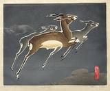 Artist: Palmer, Ethleen. | Title: Antelopes. | Date: 1935 (dated) | Technique: linocut, printed in colour inks, from multiple blocks
