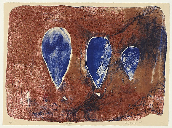 Artist: b'Watson, Judy.' | Title: b'Blue pools' | Date: 1996, August | Technique: b'lithograph, printed in colour, from multiple stones' | Copyright: b'\xc2\xa9 Judy Watson. Licensed by VISCOPY, Australia' Artist: b'Watson, Judy.' | Title: b'Blue pools' | Date: 1996, August | Technique: b'lithograph, printed in colour, from multiple stones' | Copyright: b'\xc2\xa9 Judy Watson. Licensed by VISCOPY, Australia'