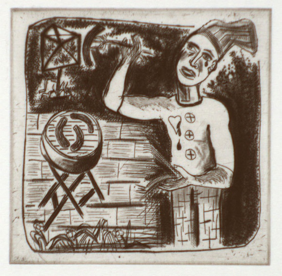 Artist: b'Harding, Richard.' | Title: b'Barbie boy' | Date: 1991 | Technique: b'etching, printed in black ink, from one plate' Artist: b'Harding, Richard.' | Title: b'Barbie boy' | Date: 1991 | Technique: b'etching, printed in black ink, from one plate'