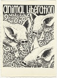 Artist: WORSTEAD, Paul | Title: Animal Liberation | Date: 1983 | Technique: screenprint, printed in black ink, from one stencil | Copyright: This work appears on screen courtesy of the artist