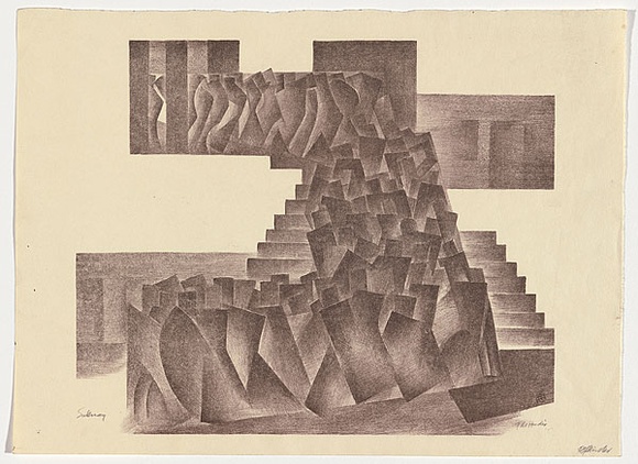 Title: b'Subway (single image)' | Date: 1947 | Technique: b'lithograph, printed in brown ink, from one plate'