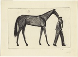 Title: Strapper and horse | Date: c.1956 | Technique: drypoint, printed in black ink, from one copper plate