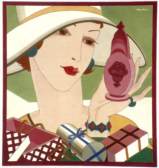 Artist: b'FEINT, Adrian' | Title: b'Woman holding a bottle of perfume.' | Date: 1927-1935 | Copyright: b'Courtesy the Estate of Adrian Feint' Artist: b'FEINT, Adrian' | Title: b'Woman holding a bottle of perfume.' | Date: 1927-1935 | Copyright: b'Courtesy the Estate of Adrian Feint'