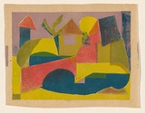 Title: The red bridge | Date: c. 1955 | Technique: screenprint, printed in coloured ink, from multiple stencils