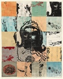 Artist: SHIMMEN, Heather | Title: Valentine -- a rival in the field. | Date: 1998 | Technique: linocut, printed in colour, from multiple blocks | Copyright: © Heather Shimmen