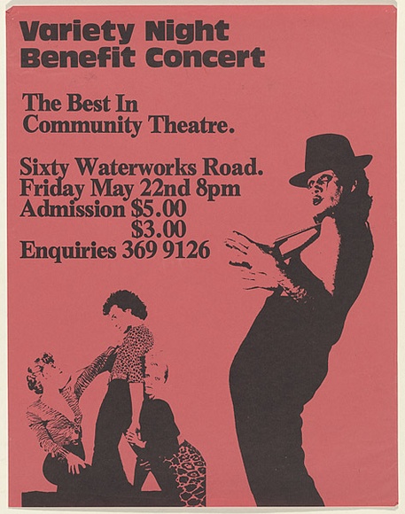 Artist: b'UNKNOWN' | Title: b'Variety night: Benefit concert. The best in community theatre' | Date: 1981 | Technique: b'offset-lithograph' Artist: b'UNKNOWN' | Title: b'Variety night: Benefit concert. The best in community theatre' | Date: 1981 | Technique: b'offset-lithograph'