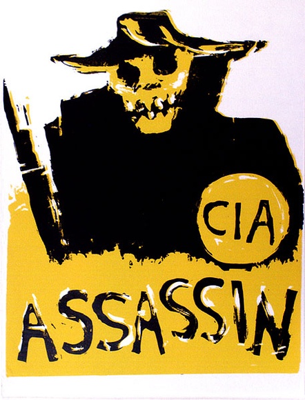 Artist: b'Gibb, Viva Jillian.' | Title: b'C.I.A. assassin' | Date: 1974 | Technique: b'screenprint, printed in colour, from two stencils' Artist: b'Gibb, Viva Jillian.' | Title: b'C.I.A. assassin' | Date: 1974 | Technique: b'screenprint, printed in colour, from two stencils'