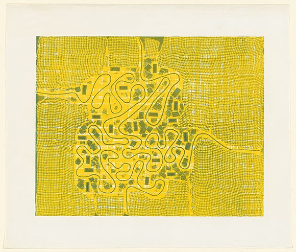 Title: Tribute to Dr. Milligan [yellow] | Date: 1965 | Technique: mixed-media relief print printed in colour from 2 plates