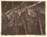Artist: b'Trenfield, Wells.' | Title: b'Outside in a storm' | Date: 1984 | Technique: b'lithograph, printed in colour, from two stones'