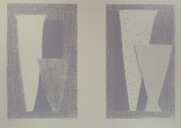 Artist: b'Lincoln, Kevin.' | Title: b'Two still lifes (grey)' | Date: 1994 | Technique: b'lithograph, printed in silver-grey ink, from one stone' Artist: b'Lincoln, Kevin.' | Title: b'Two still lifes (grey)' | Date: 1994 | Technique: b'lithograph, printed in silver-grey ink, from one stone'