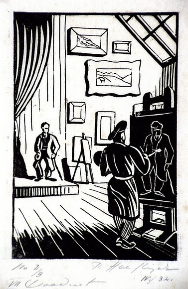Artist: b'Haefliger, Paul.' | Title: b'Illustration for Oscar Wilde tale' | Date: 1931-33 | Technique: b'woodcut, printed in black ink, from one block' Artist: b'Haefliger, Paul.' | Title: b'Illustration for Oscar Wilde tale' | Date: 1931-33 | Technique: b'woodcut, printed in black ink, from one block'